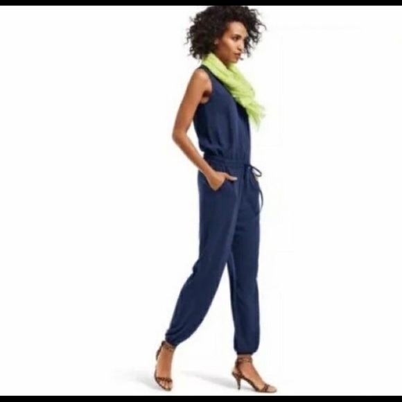Pants - Cabi French Navy Blue Jumpsuit Size M